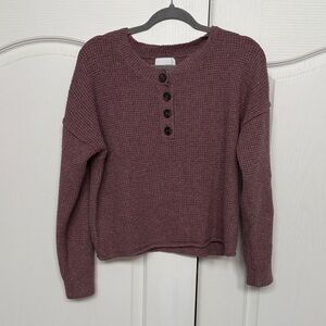 Pink Rose Waffle Knit Henley in Blush Pink